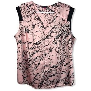 VINCE CAMUTO Size 2X Black & Pink Silky Blouse EUC